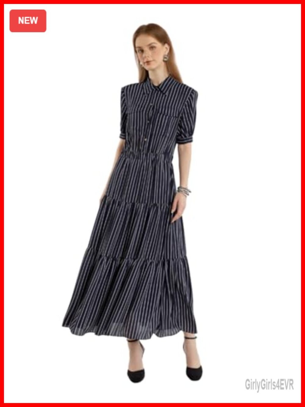 SIXDO Womens Chiffon Flared Maxi Dress Long Sleeve Casual Spring